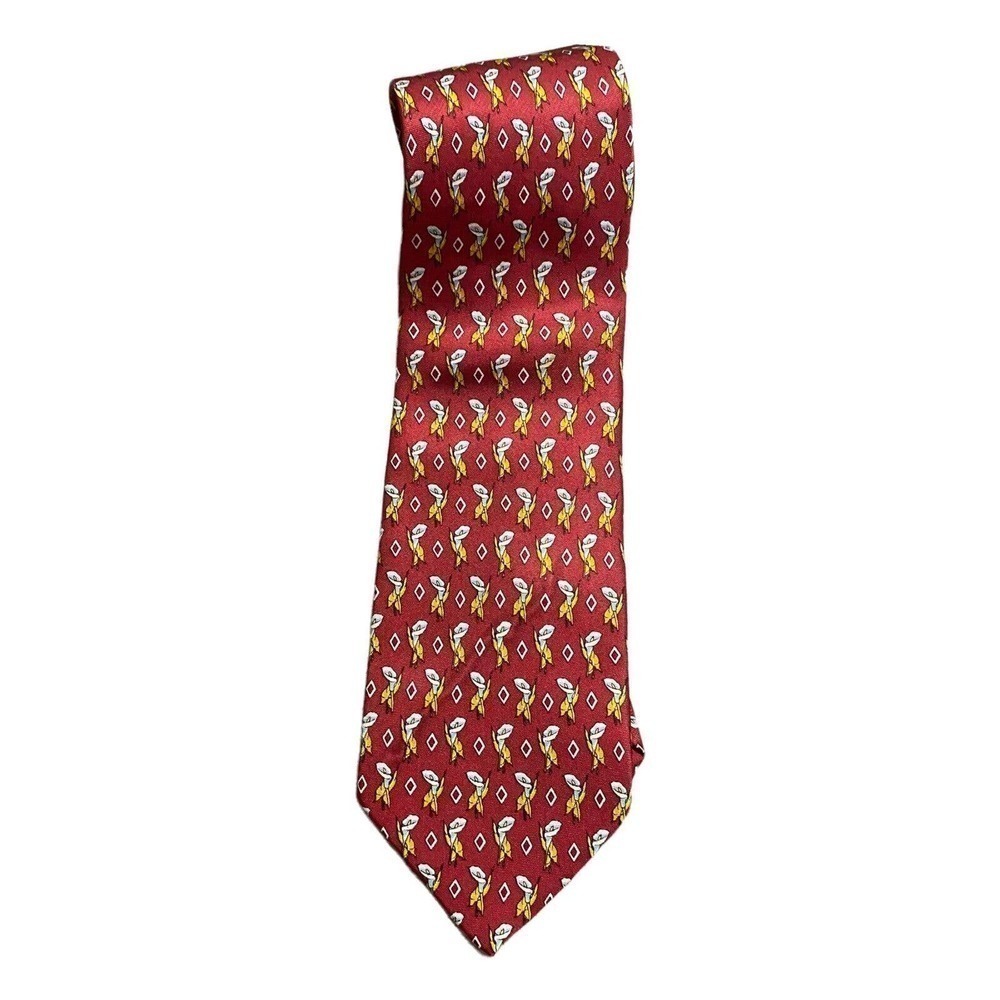 Yves Saint Laurent‎ Mens TIE Silk Classic Red Floral Pattern 100% Silk